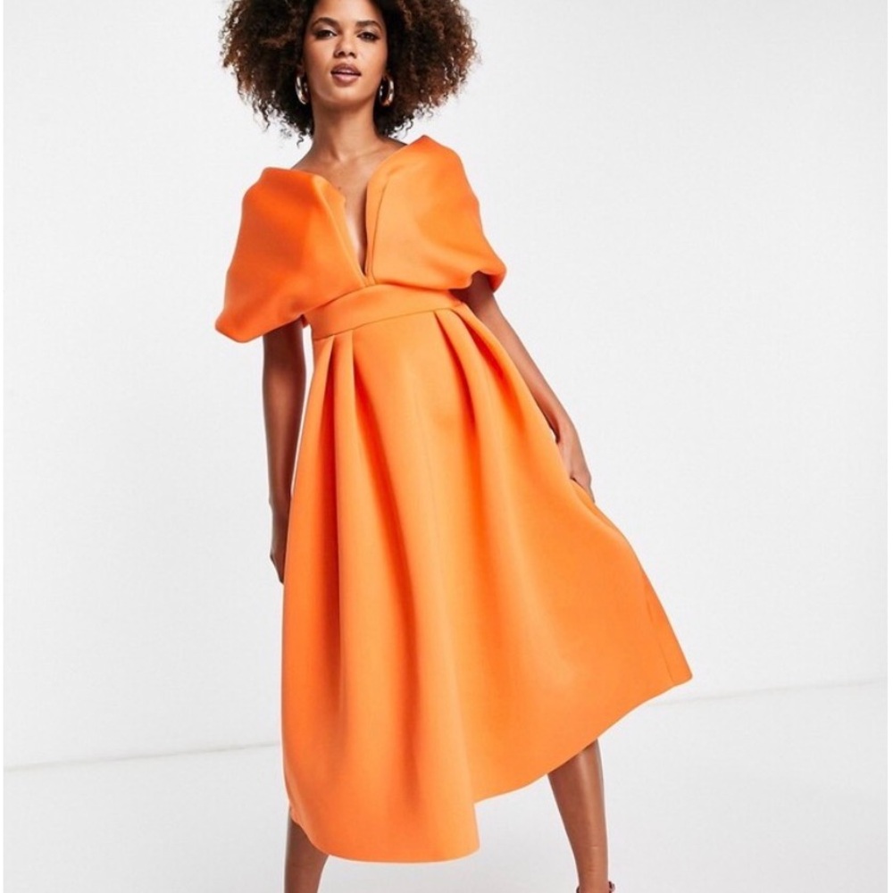 ASOS DESIGN Orange Scuba MIDI